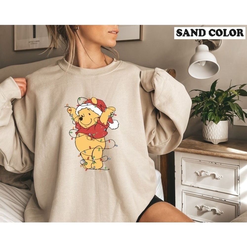 Winnie The Pooh Christmas Lights Sweatshirt, Pooh Christmas Holiday Sweater